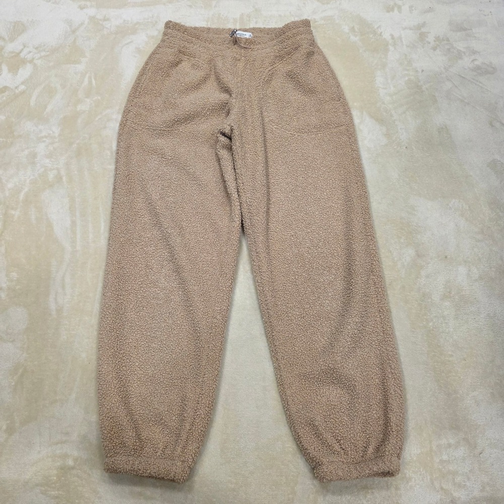 Abercrombie & Fitch Soft A&F Sherpa Fleece Joggers Lounge Pants Beige Medium